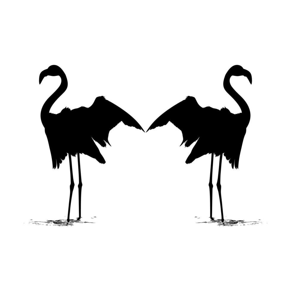Paar der tanzenden Flamingo-Silhouette für Symbol, Symbol, Logo, Kunstillustration, Piktogramm, Website oder Grafikdesignelement. Vektor-Illustration vektor