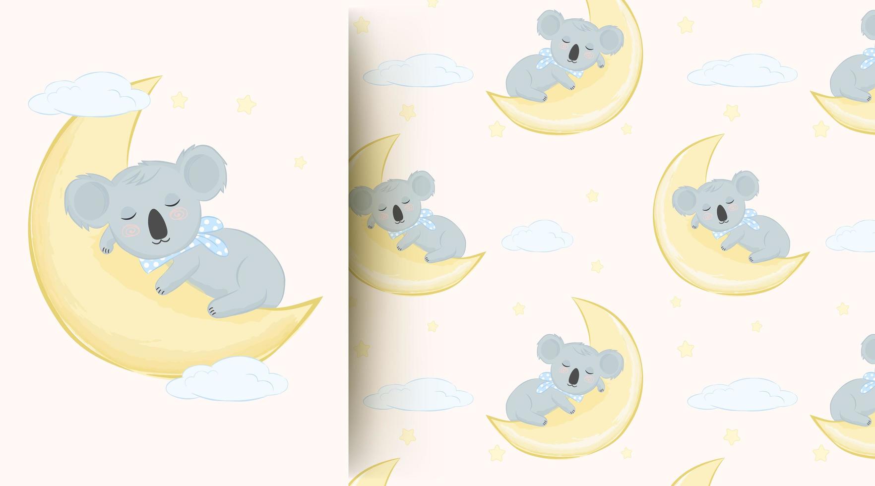 kleiner Koala, der auf dem Mondmuster schläft vektor