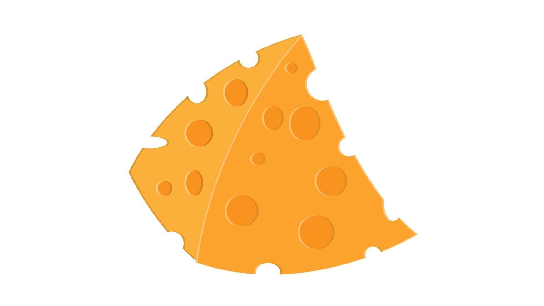 Käse auf weißem Hintergrund, Vektorillustration. eine appetitliche dreieckige Käsescheibe mit Löchern. französischer Käse mit zartem Aroma. Frischkäse vektor