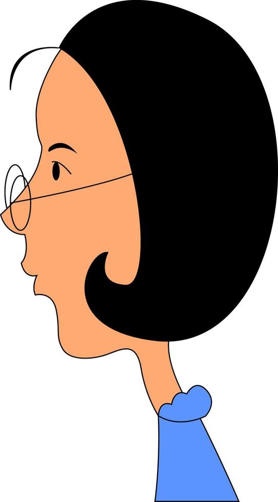 Mädchen mit Brille, Illustration, Vektor auf weißem Hintergrund.