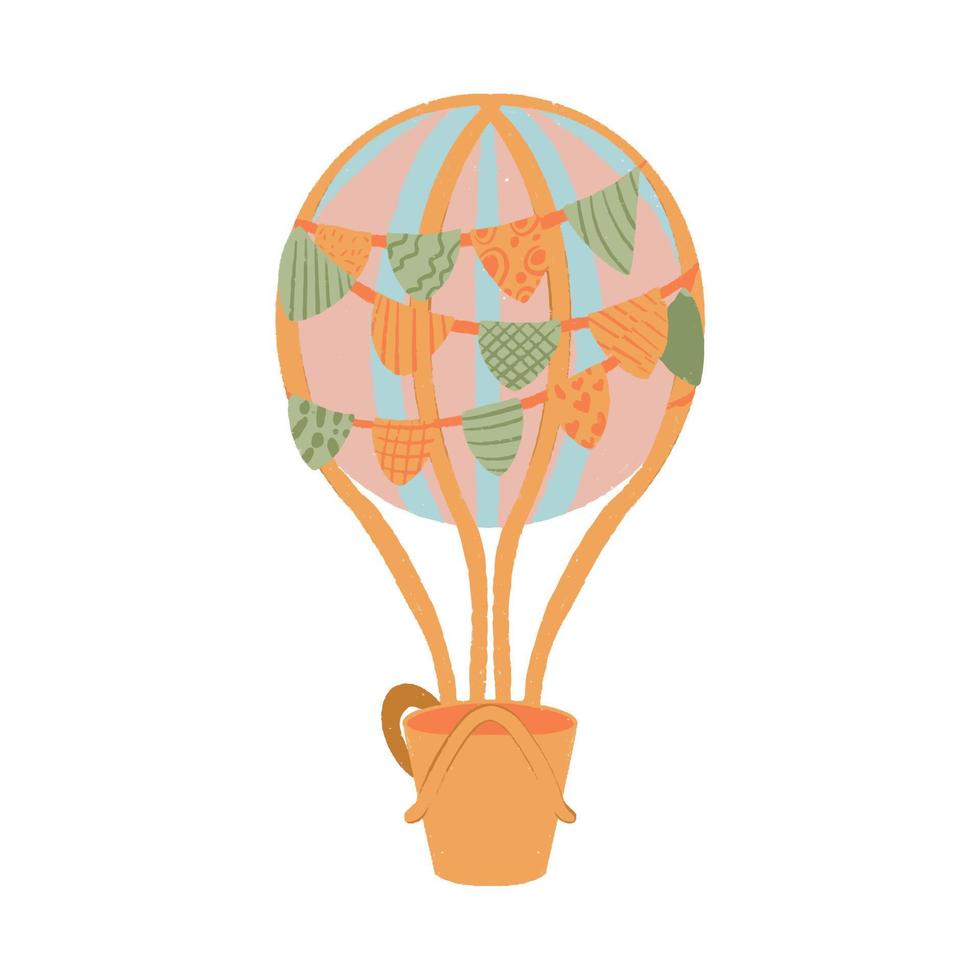 Luftballon für Flüge. Luft romantischer Transport. handgezeichneter Stil vektor