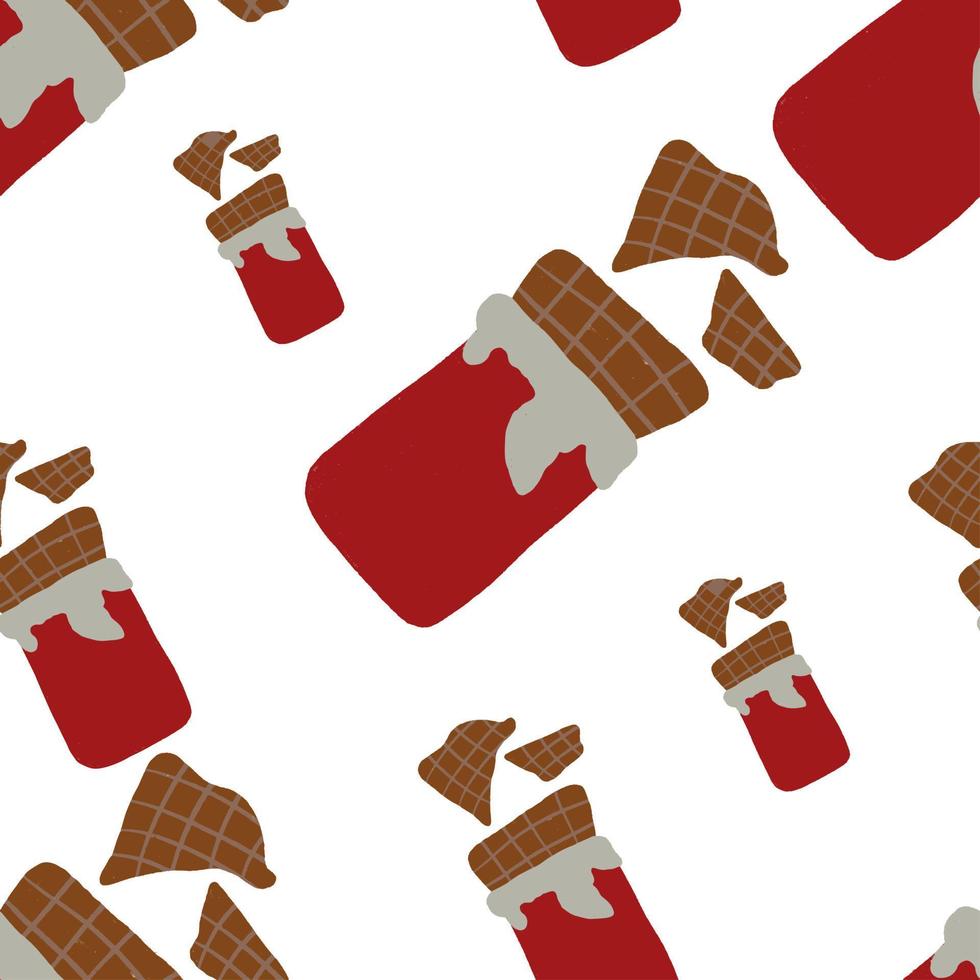 sömlös mönster choklad bar i röd förpackning vektor