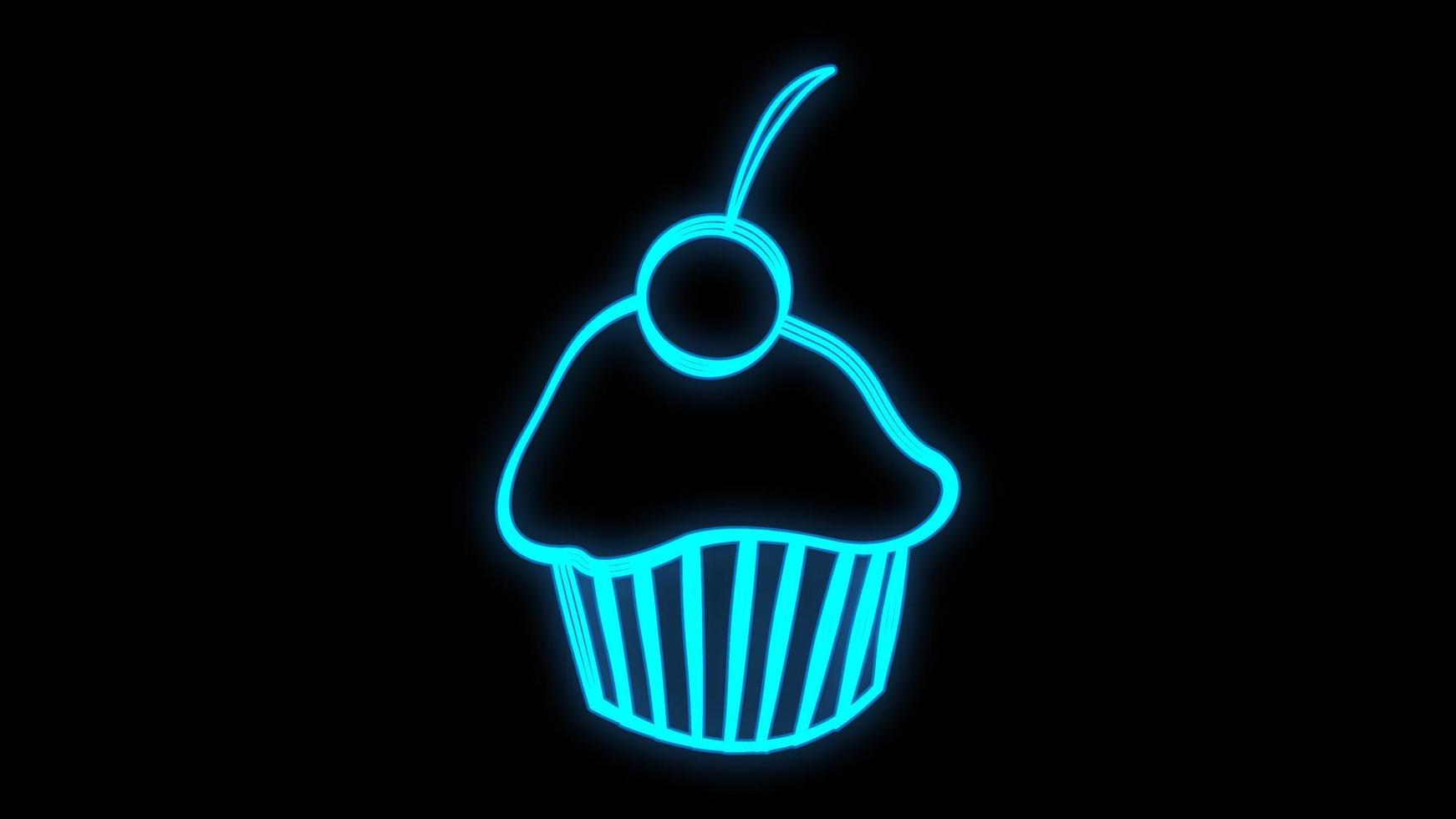 süßer kleiner Kuchen. helles neonschild, lichtbanner. Logo-Süßwaren, Bäckerei. Vektorbild vektor