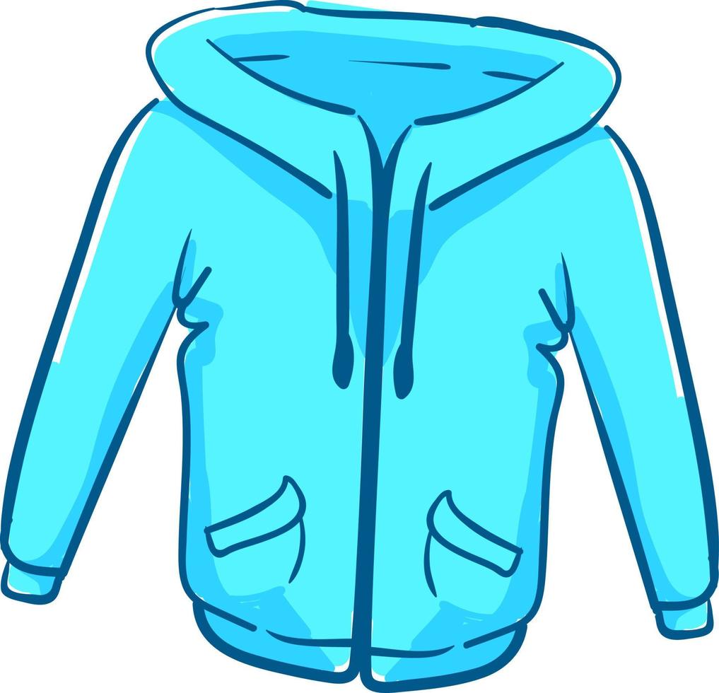 blaue Winterjacke, Illustration, Vektor auf weißem Hintergrund.