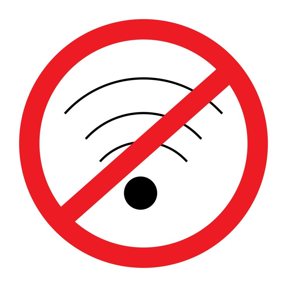 Silhouettenbild des Wi-Fi-Symbols unter dem Verbotsschild. Aufkleber. Symbol. isolieren vektor
