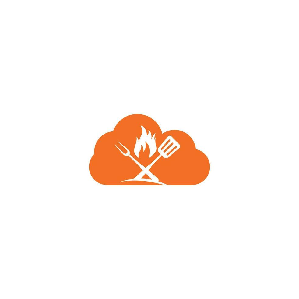 Logo-Vorlagen für das Konzept der heißen Grillwolkenform. Grill-Logo-Design vektor