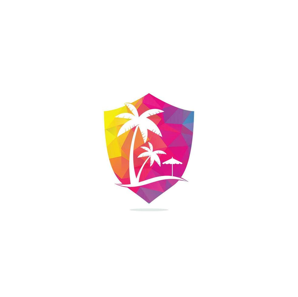 strand logotyp design mall. sommar logotyp mönster. tropisk strand och handflatan träd logotyp design. vektor