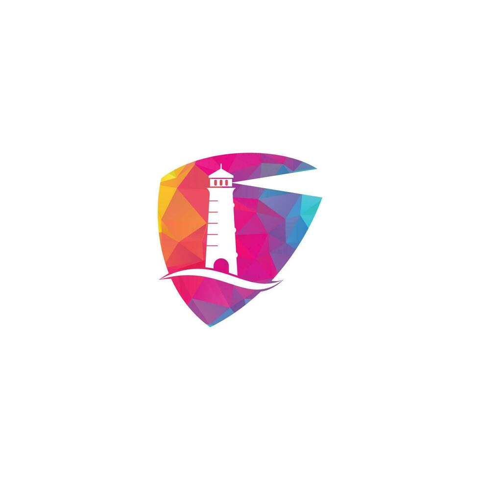 Leuchtturm-Vektor-Logo-Design. Wellen-Leuchtturm-Symbol-Logo-Design-Vektor-Vorlage-Illustration. vektor