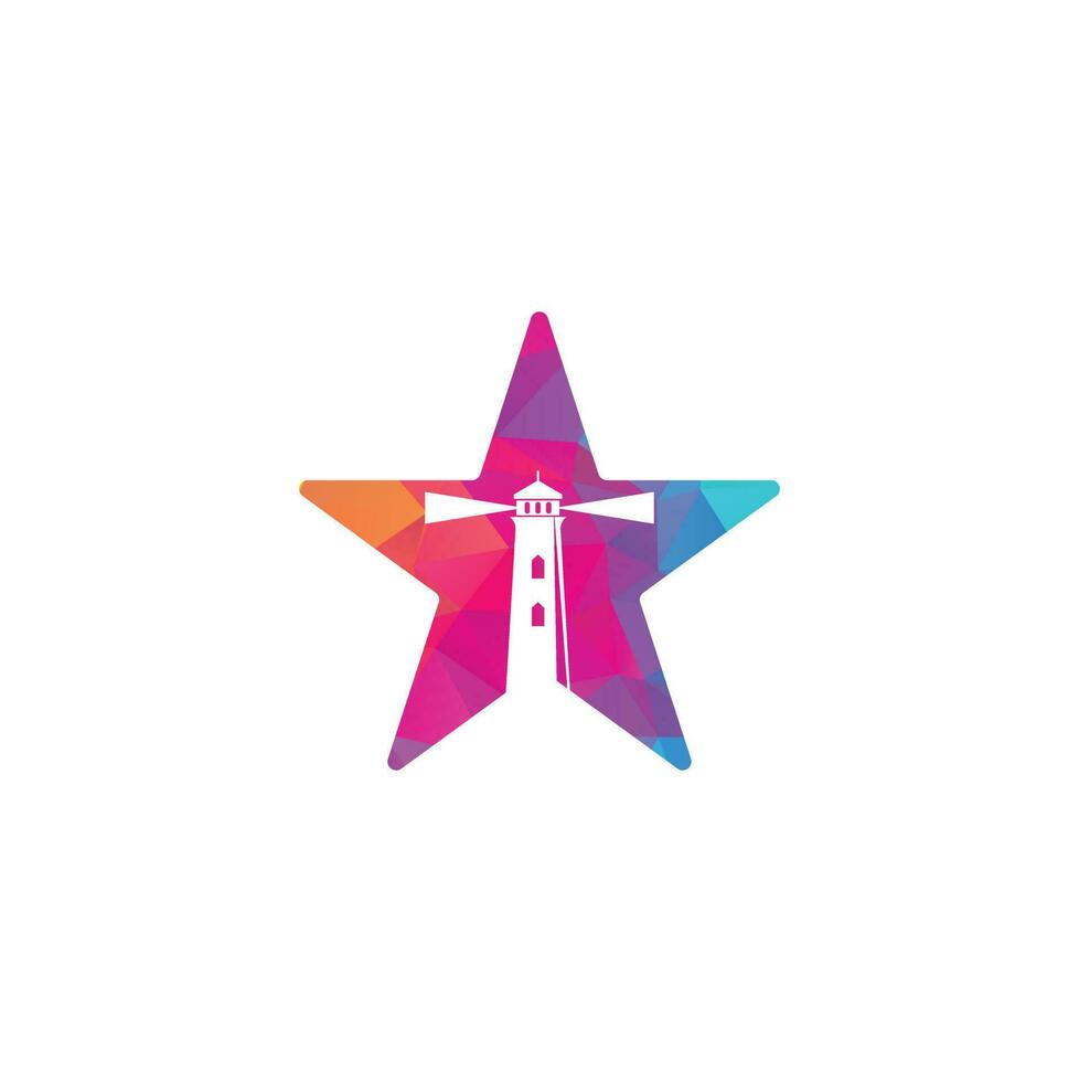 Leuchtturm Sternform Konzept Vektor Logo Design. Leuchtturm-Symbol-Logo-Design-Vektor-Vorlage-Illustration.
