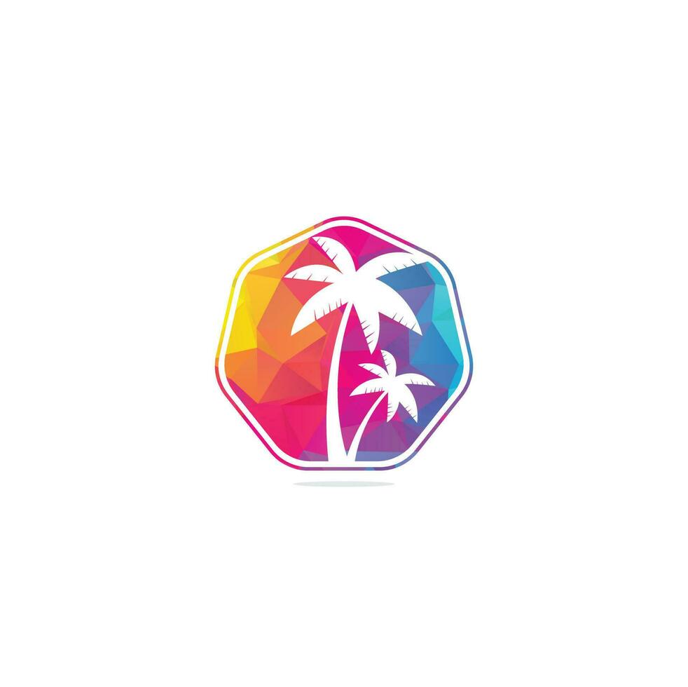 tropischer Strand und Palmen-Logo-Design. kreatives einfaches Palmen-Vektor-Logo-Design. Strand-Logo vektor