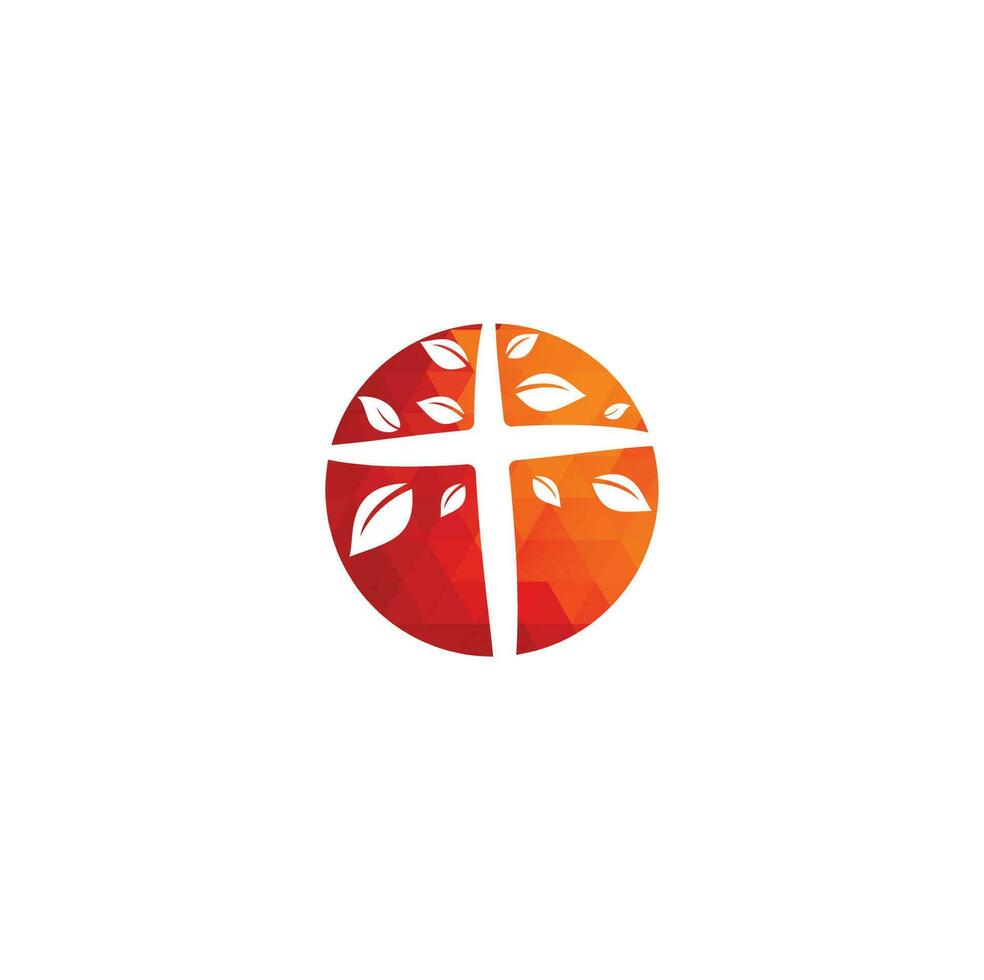 korsa kyrka logotyp design. abstrakt träd religiös korsa symbol ikon vektor design. kyrka och kristen organisation logotyp. korsa träd kyrka logotyp