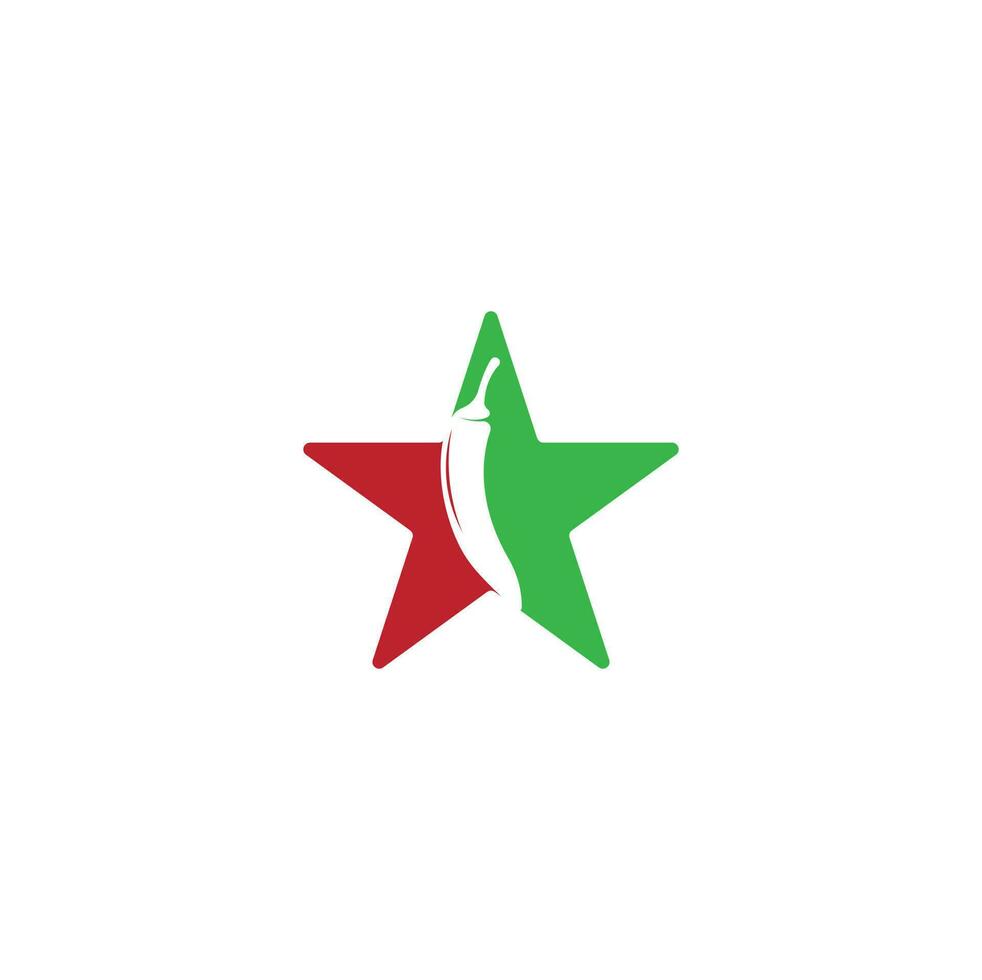chili- und sternvektor-logo-design. heißer lebensmittellogo-konzeptvektor. Symbol für scharfes Chili. vektor