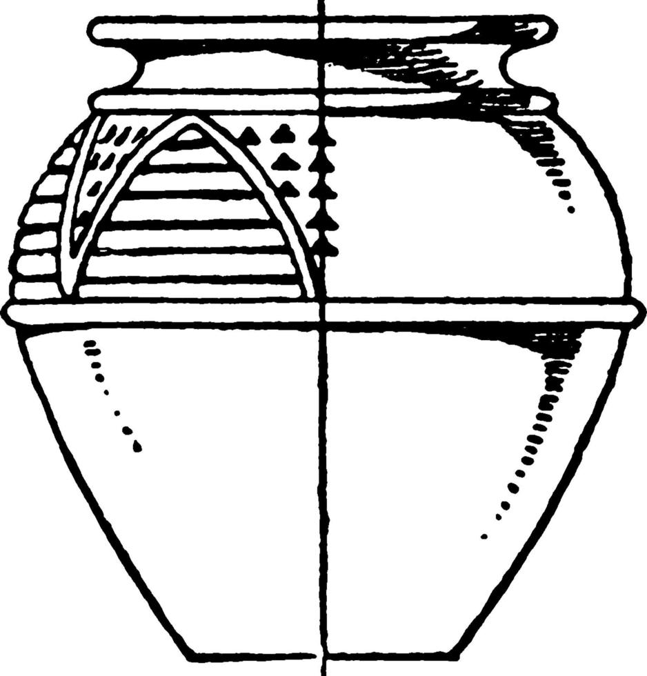 förhistorisk urna, årgång illustration. vektor