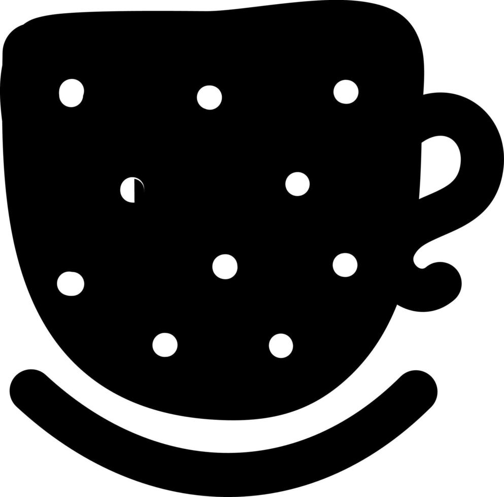 schwarze Tasse mit weißen Punkten, Symbolabbildung, Vektor auf weißem Hintergrund
