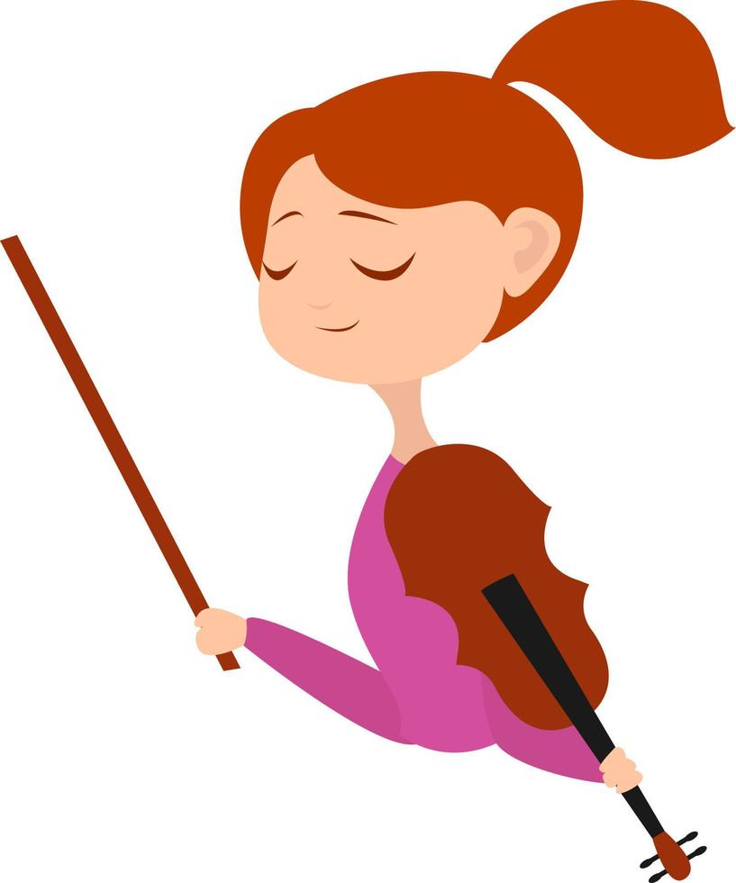 flicka med fiol, illustration, vektor på vit bakgrund.