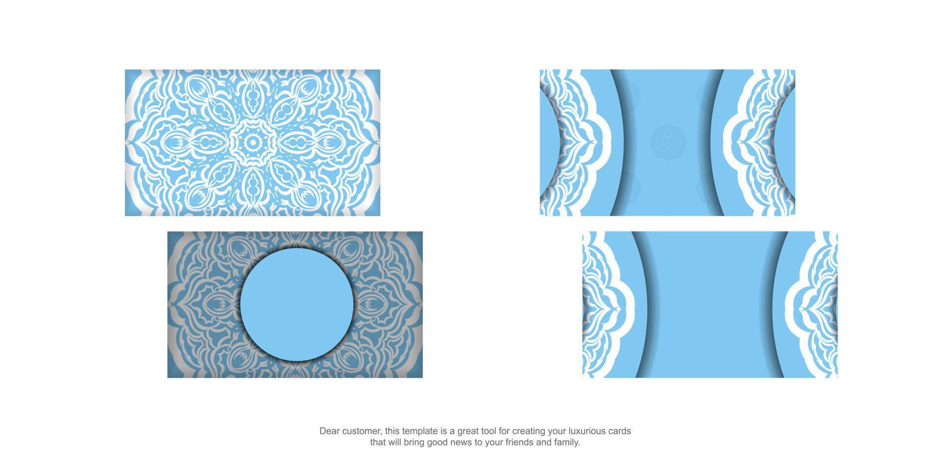 blaue Visitenkarte mit luxuriösem weißem Muster für Ihr Geschäft. vektor