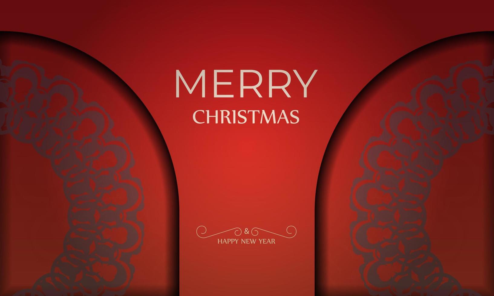 vykort mall glad jul röd Färg med abstrakt vinröd mönster vektor