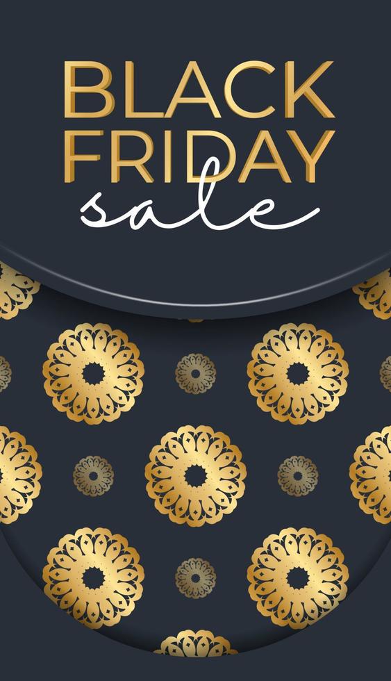 mörk blå svart fredag försäljning affisch mall med lyx guld mönster vektor