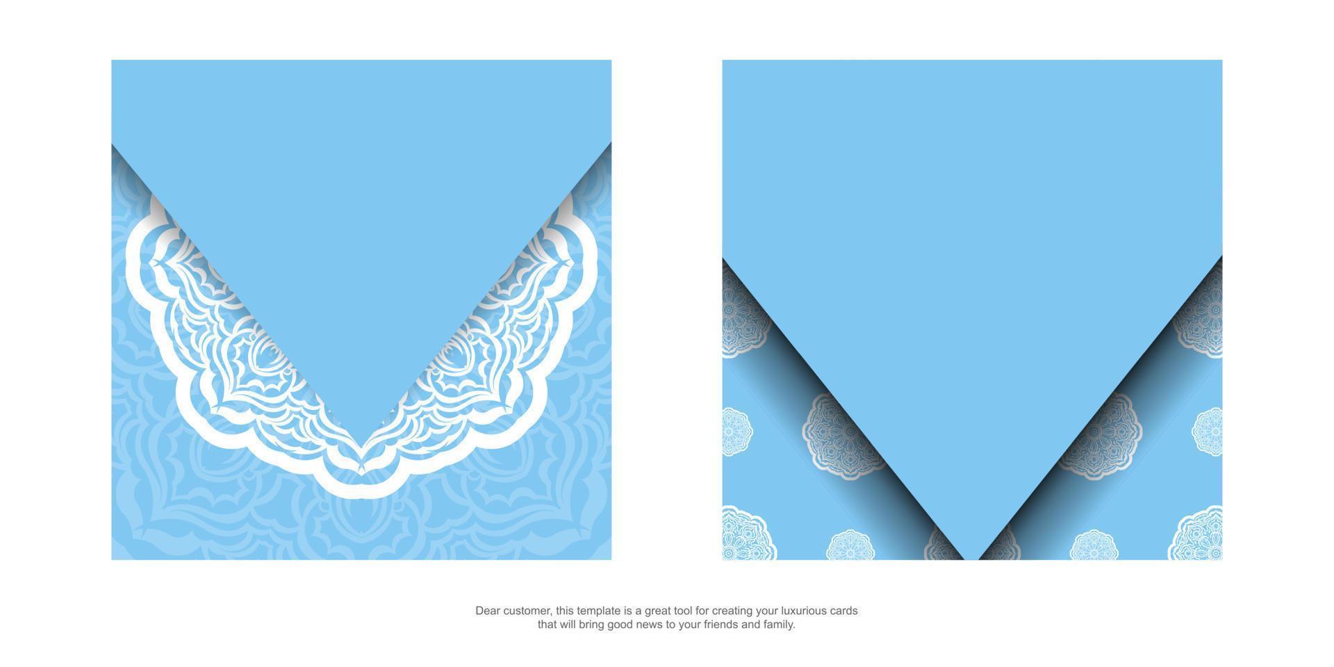 mall Grattis broschyr i blå Färg med en lyxig vit prydnad för din grattis. vektor