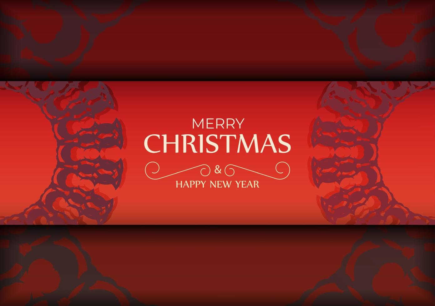 hälsning kort glad jul och Lycklig ny år röd Färg med abstrakt vinröd mönster vektor