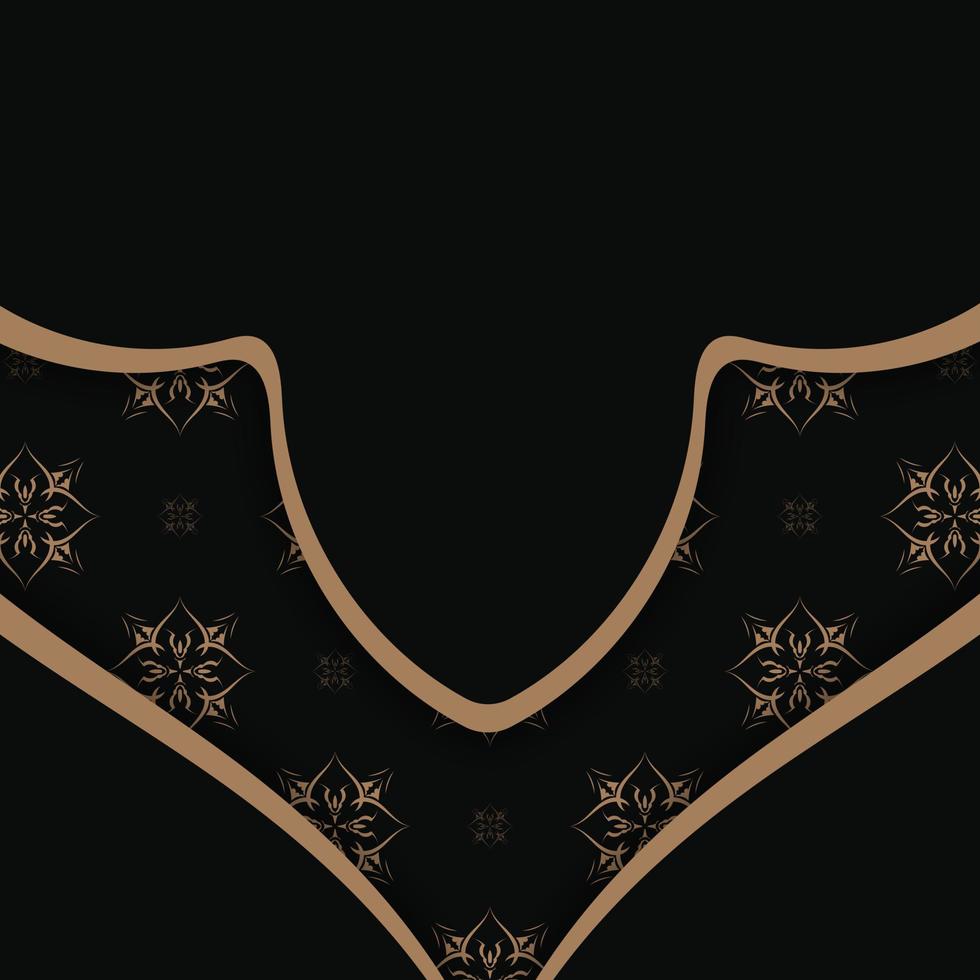 Grußbroschüre in Schwarz mit braunem Vintage-Muster für Ihr Design. vektor