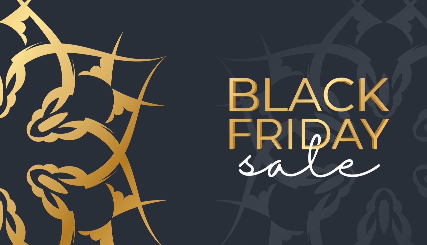 baner black friday dunkelblau mit rundem goldmuster vektor