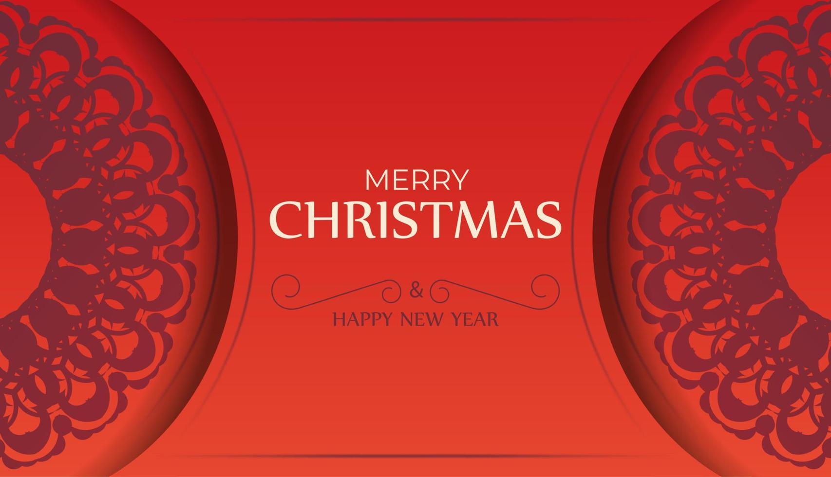 Frohes neues Jahr-Broschüre in roter Farbe mit luxuriösem Burgunder-Ornament vektor