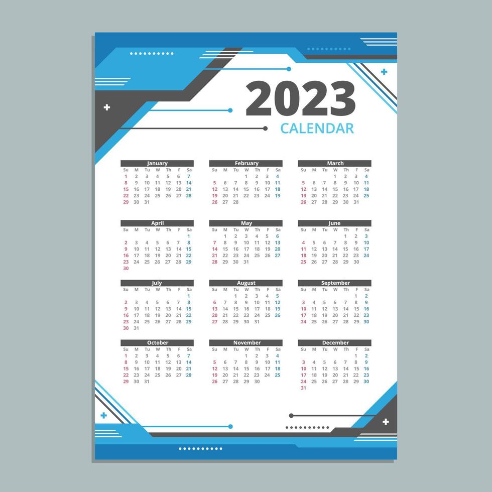 minimalistische elegante kalender 2023 vorlagen für unternehmen vektor