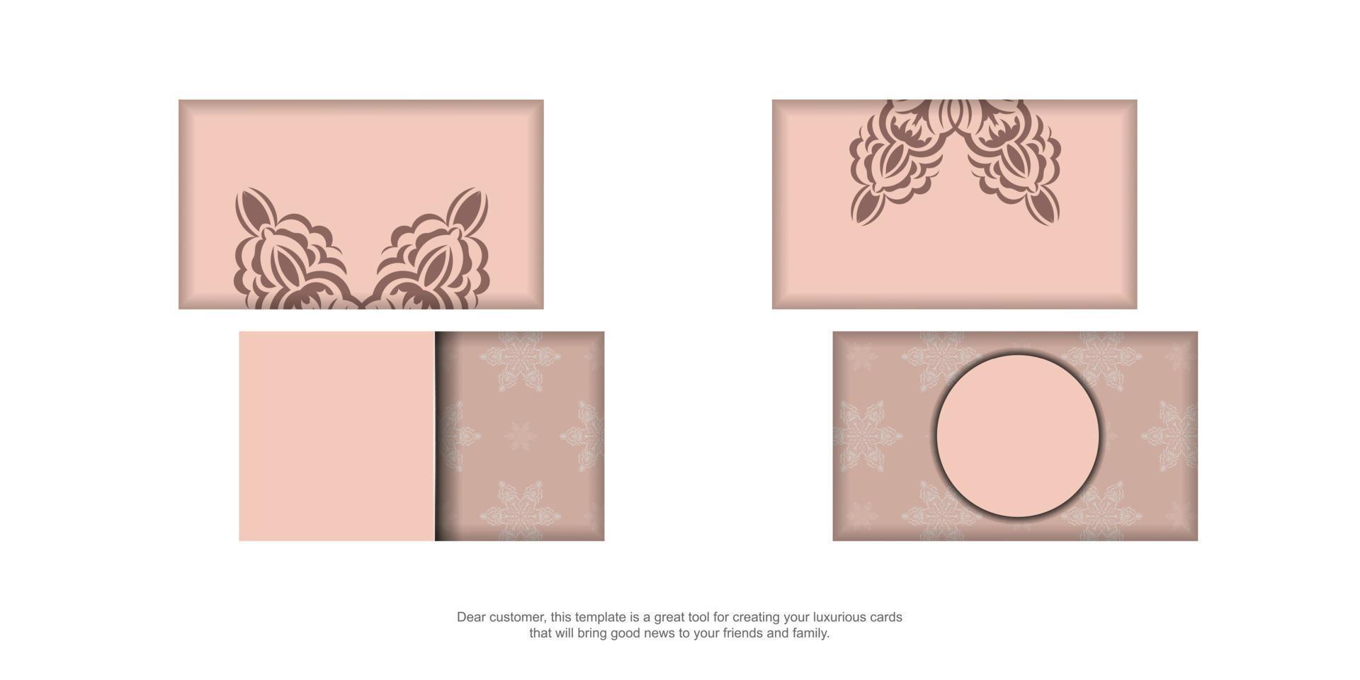 rosa broschyr med mandala prydnad för din grattis. vektor