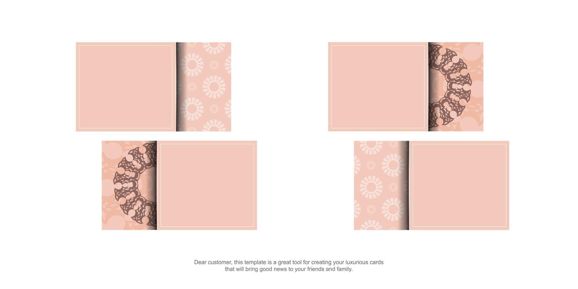 de vykort är rosa med en lyxig mönster och är beredd för typografi. vektor