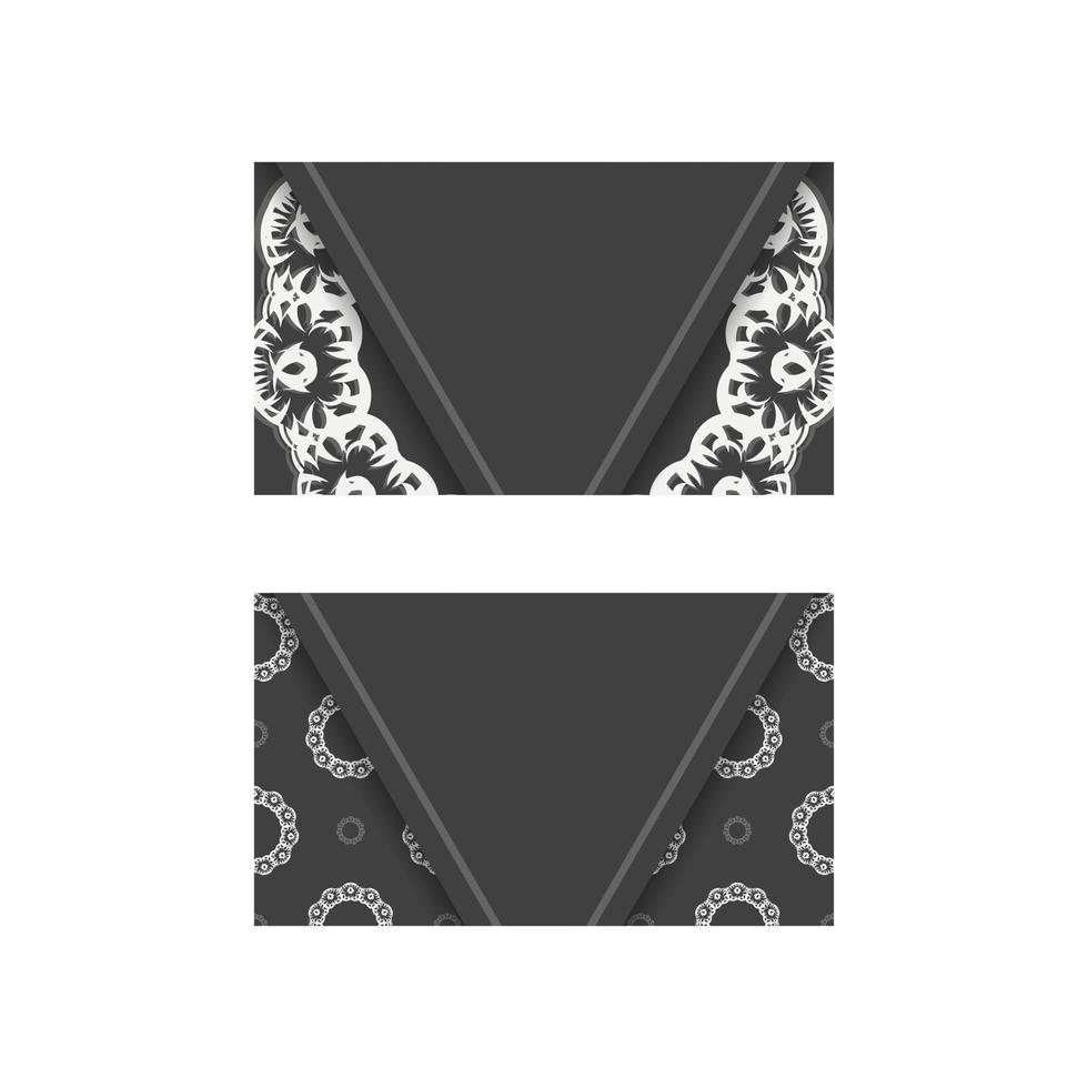 schwarze visitenkarte mit griechischen weißen ornamenten für ihre marke. vektor