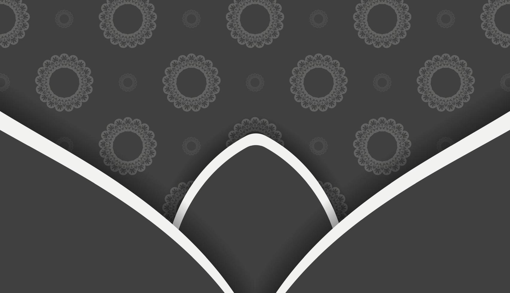 svart bakgrund med mandala vit mönster och plats under din text vektor