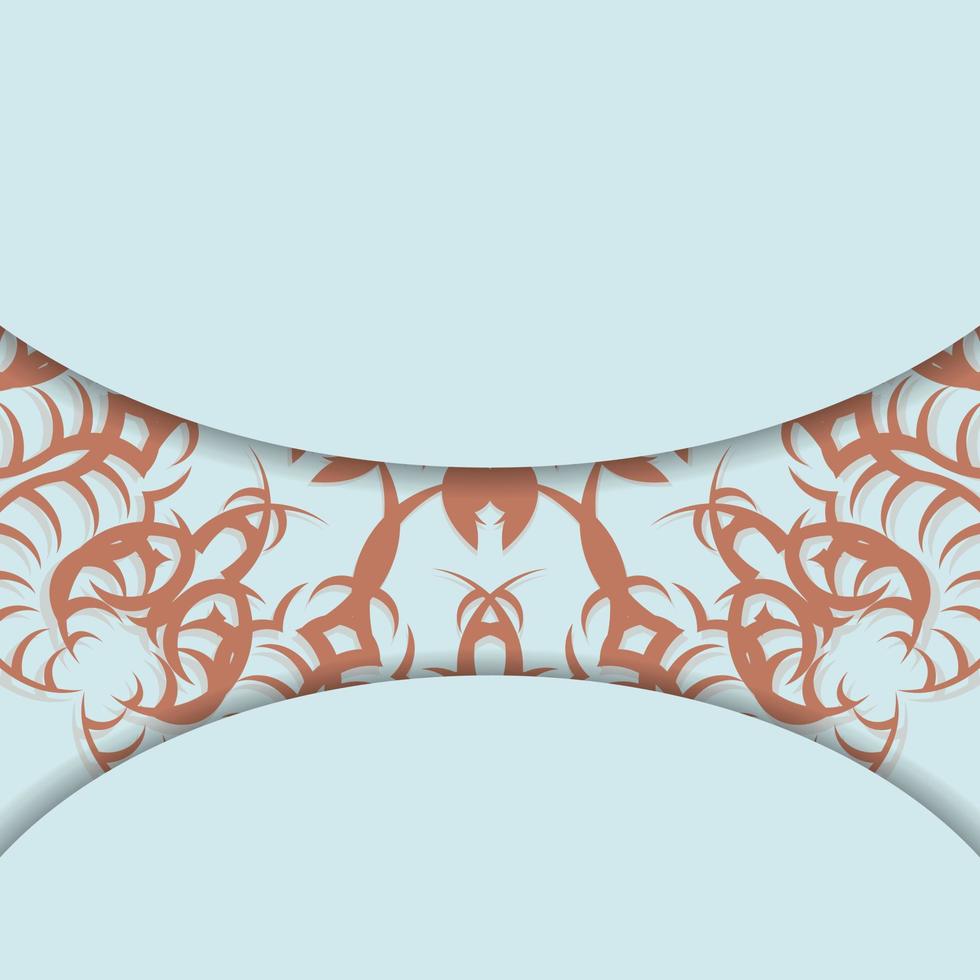 akvamarin kort med mandala korall prydnad för din design. vektor
