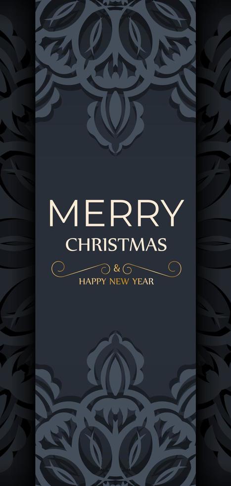 Weihnachtskarte Frohe Weihnachten in dunkelblauer Farbe mit Vintage-blauem Muster vektor