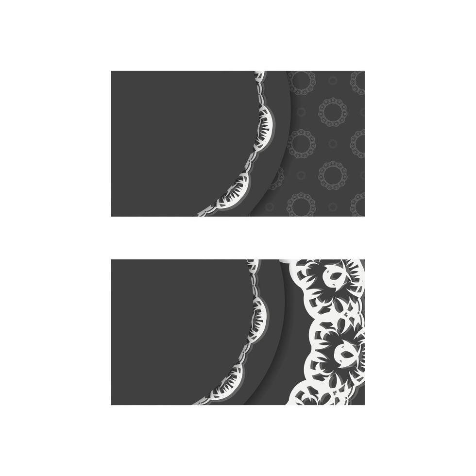 schwarze visitenkarte mit griechisch-weißem muster für ihre marke. vektor