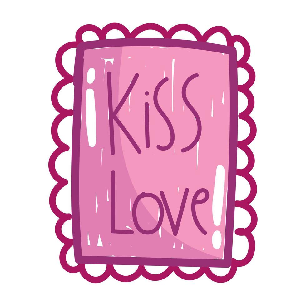 kärlek kyss romantisk hälsning kort i tecknad serie stil design vektor