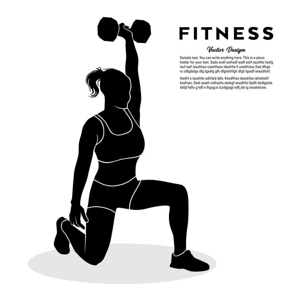 Silhouette einer sportlichen Frau beim Gewichtheben. Vektor-Illustration vektor