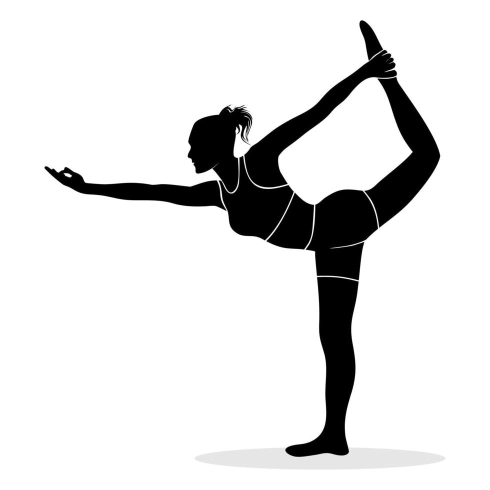 Silhouettenvektorillustration einer Frau, die Yoga praktiziert vektor