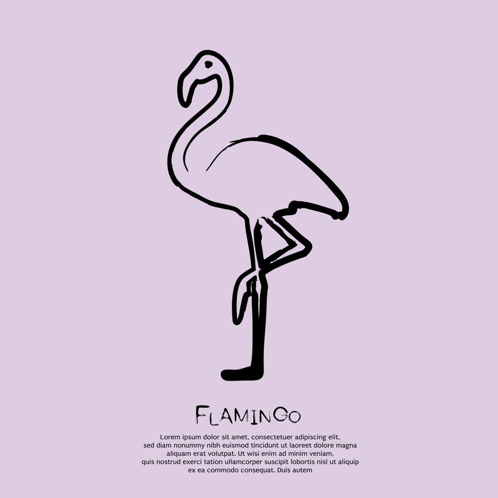 flamingo enkel hand ritade. vektor illustration