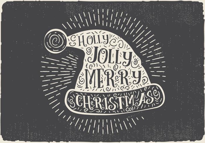 Gratis Vintage Hand Drawn Christmas Hat Med Lettering vektor