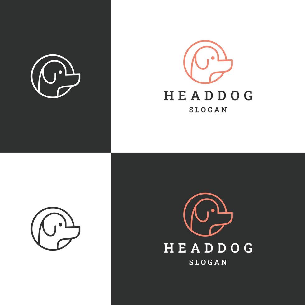 huvudet hund logotyp ikon platt formgivningsmall vektor