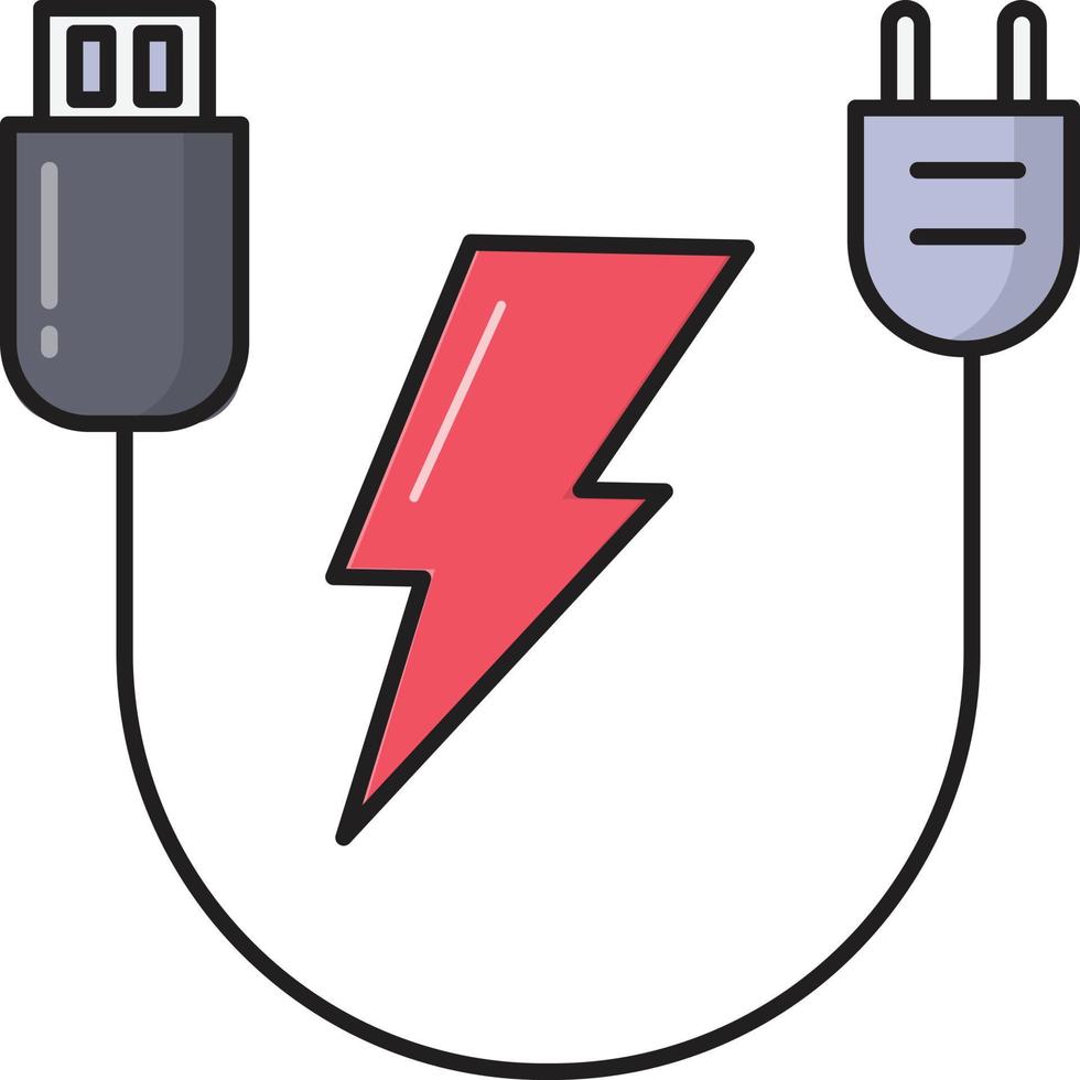 usb-kabelstromvektorillustration auf einem hintergrund. hochwertige symbole. vektorikonen für konzept und grafikdesign. vektor