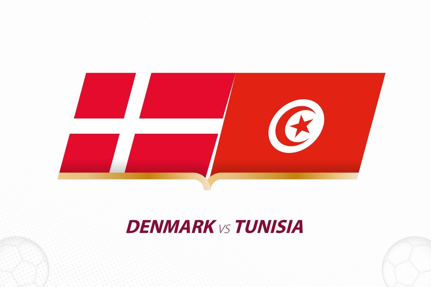 dänemark gegen tunesien im fußballwettbewerb, gruppe a. gegen Symbol auf Fußballhintergrund. vektor