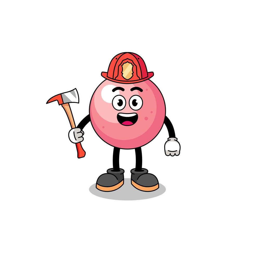 tecknad serie maskot av gummi boll brandman vektor