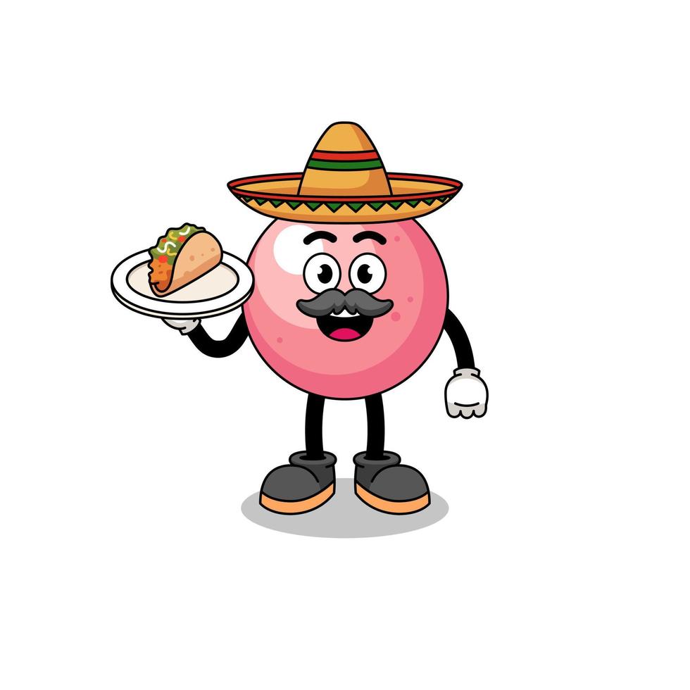 karaktär tecknad serie av gummi boll som en mexikansk kock vektor