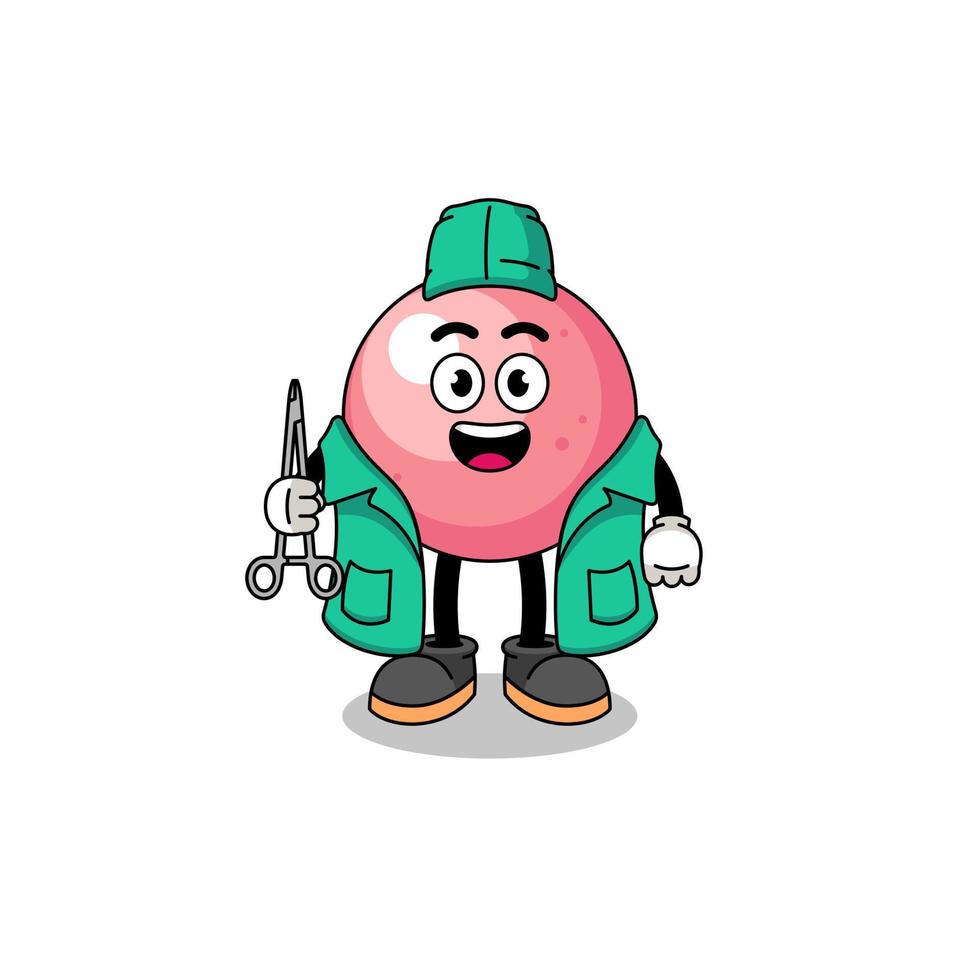 illustration av gummi boll maskot som en kirurg vektor