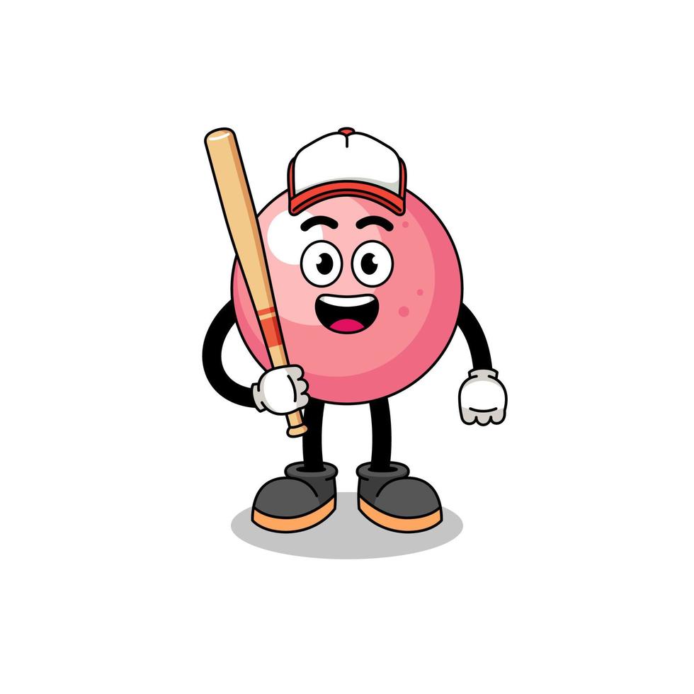 Gummiball-Maskottchen-Cartoon als Baseballspieler vektor