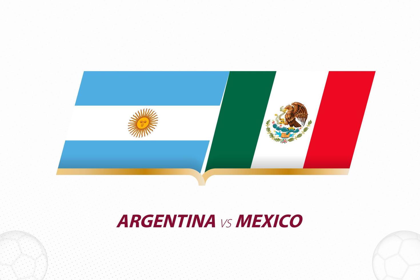 argentinien gegen mexiko im fußballwettbewerb, gruppe a. gegen Symbol auf Fußballhintergrund. vektor