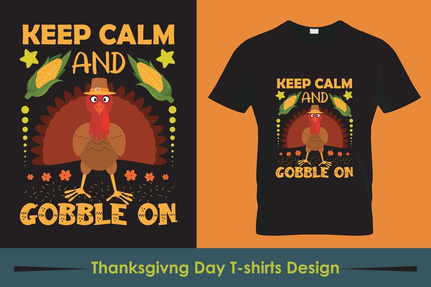 glücklicher, dankbarer Thanksgiving-T-Shirt-Design-freier Vektor