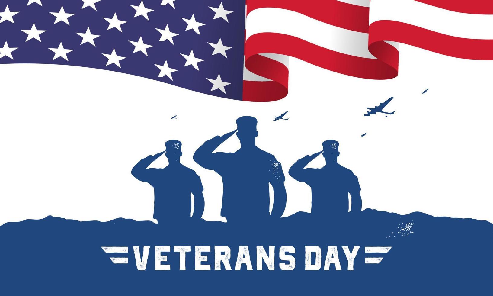 veteranens dag affisch. hedra alla som tjänstgjorde. veteranens dag illustration med amerikanska flaggan och soldater vektor